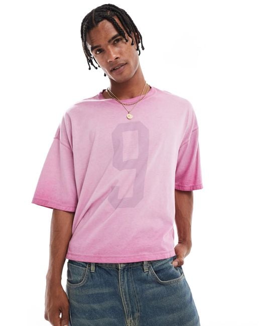 Hollister Purple baggy Drop Jersey T-shirt With Varsity Motif Detail