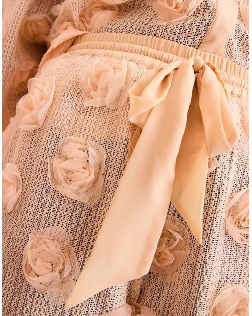 ASOS Pink Curve 3d Floral Crochet Beach Trousers