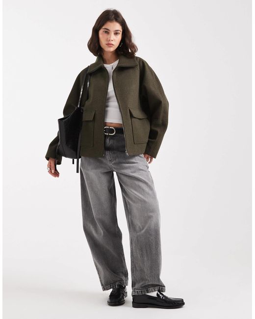 ASOS Gray Formal Pocket Detail Harrington Coat