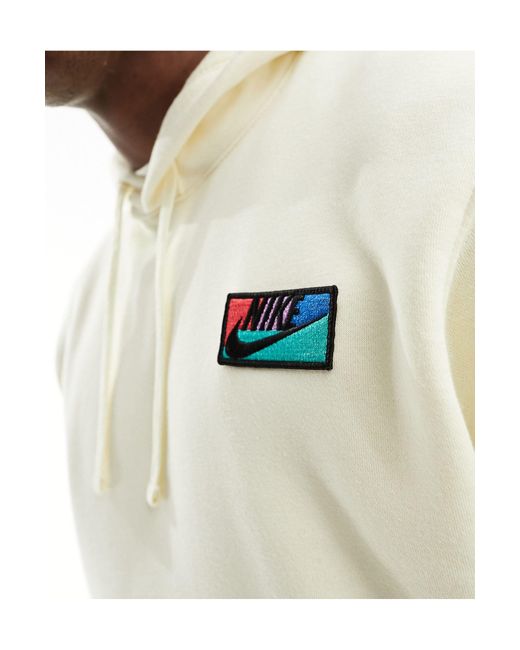 Nike White Club Hoodie Patch Logo for men