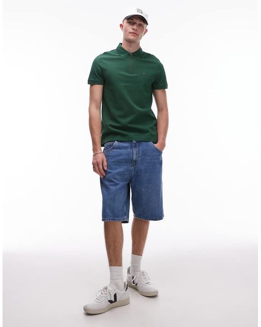 Tommy Hilfiger Piqué Poloshirt Met Rits in het Green voor heren