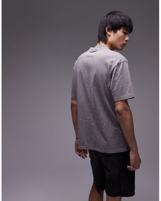 T-shirt oversize à délavage effet huilé - clair Topman pour homme en coloris Gray