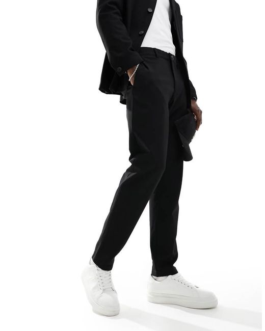 SELECTED Black Slim Fit Suit Trouser for men