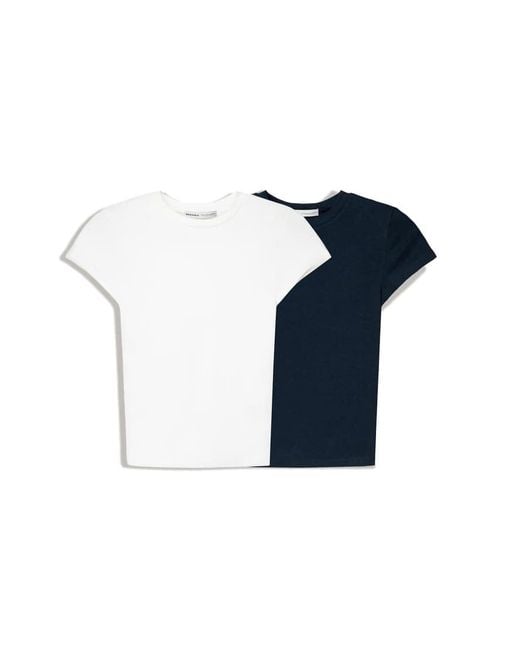Bershka Blue 2-pack Of Short Sleeve Round Neck T-shirts