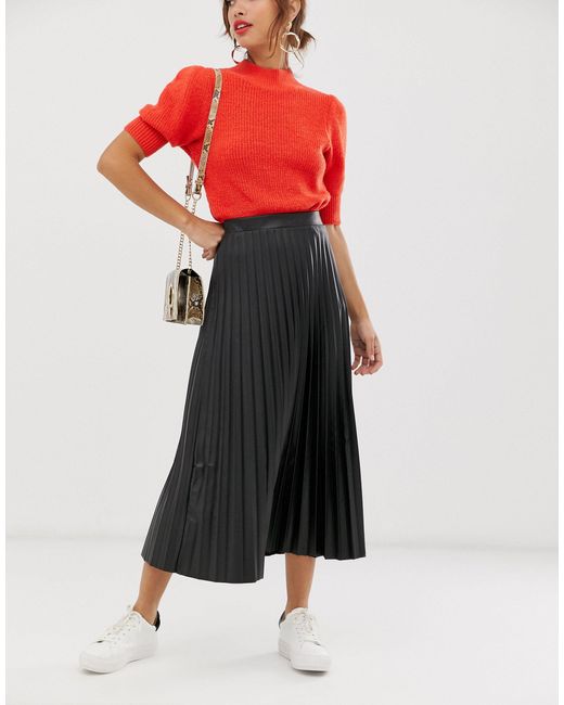 leather look midi skirt