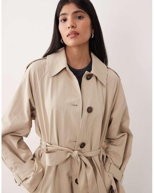 Nobody's Child Natural Cape Back Tie Belt Fluid Trench Coat