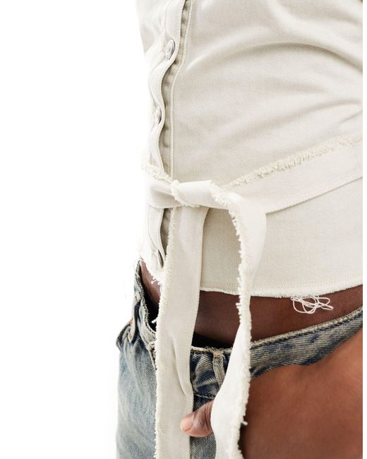 ONLY White Belted Corset Denim Top