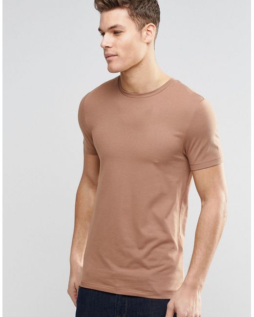 ASOS Muscle T-shirt With Crew Neck In Brown for men