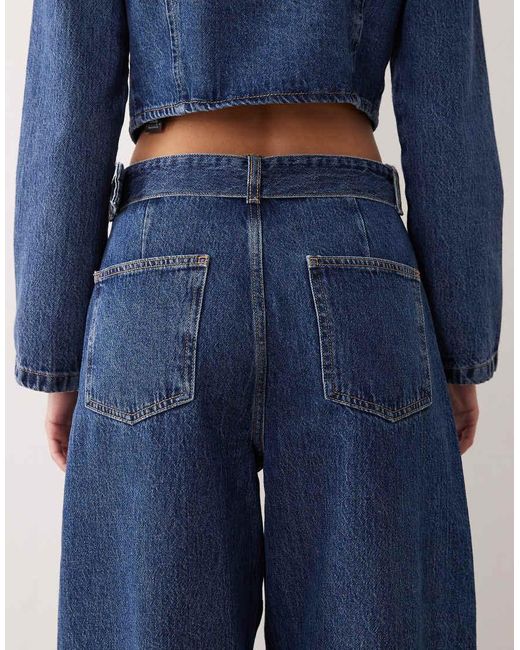 Vaqueros Azul Medio Oscuro De Pernera Barrel De (Parte De Un Conjunto)-Azul Marino ASOS de color Blue
