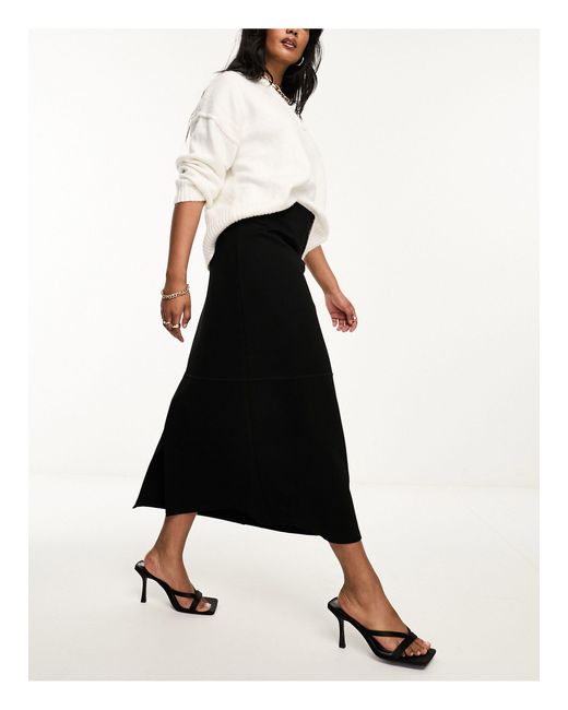 & Other Stories White Stretch A Line Midi Skirt
