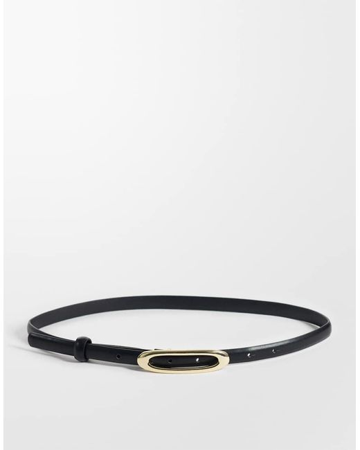 Gina Tricot Gray Slim Waist Belt With Oval Buckle Detail