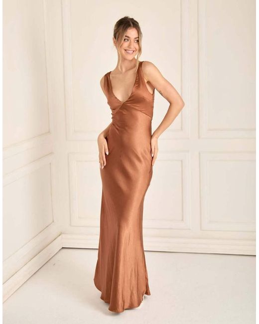 Six Stories Natural Twist Back Satin Bridesmaid Dress