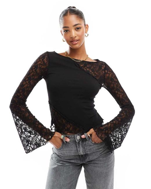 asos black lace top