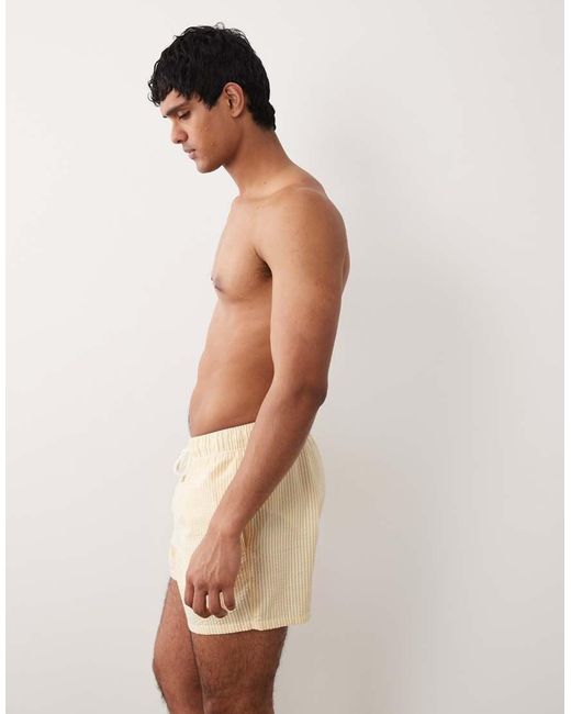 ASOS Natural Seersucker Swim Shorts for men