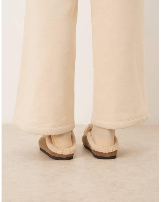 Glamorous Natural Fluffy Slip On Mules