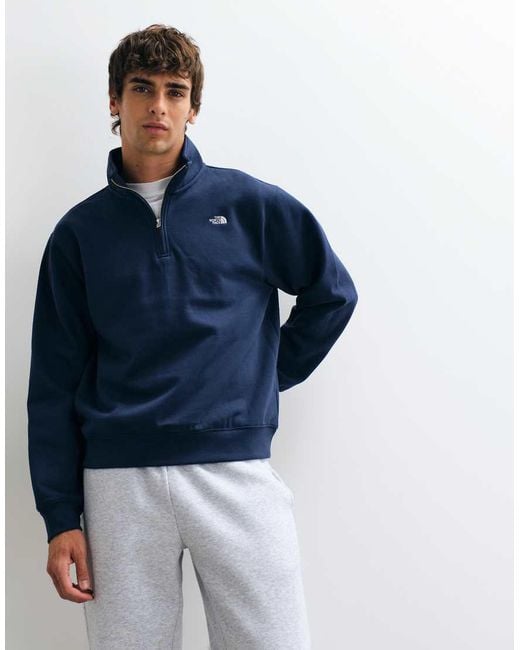 The North Face Blue Essential Simple Dome Relaxed 1/4 Zip Sweatshirt for men