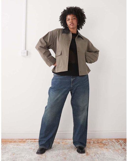 Noisy May Brown Jacket With Cuff And Collar Detail