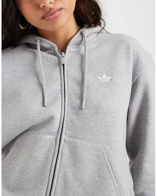 Adidas Originals Gray Essential Full Zip Hoodie
