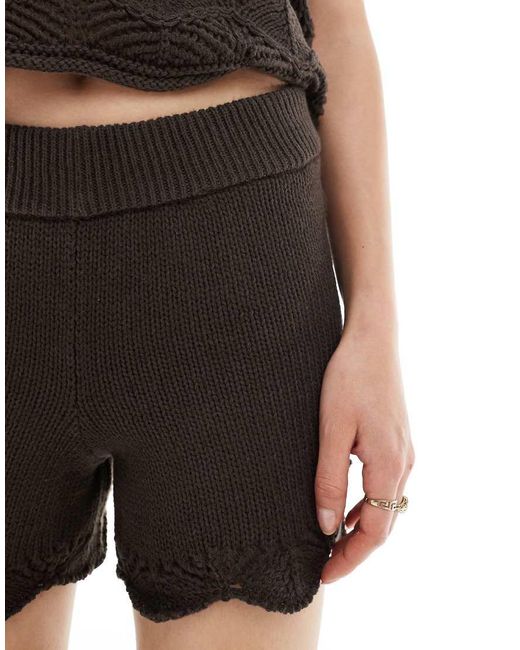 Vero Moda Black Crochet Knitted Shorts Co-Ord
