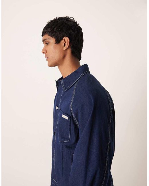 Calvin Klein Blue Darted Workwear Jacket With Contrast Stitching for men