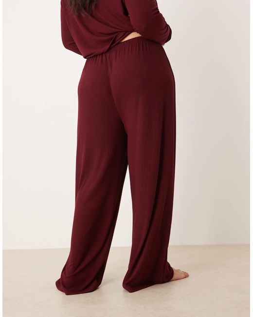 ASOS Red Asos Design Curve Lounge Mix & Match Rib Wide Leg Pants