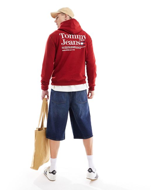 Sweat à capuche coupe classique à logo moderne Tommy Hilfiger pour homme en coloris Red