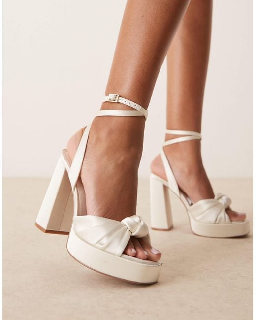 ASOS Natural Nikita Knotted Platform Block Heeled Sandals