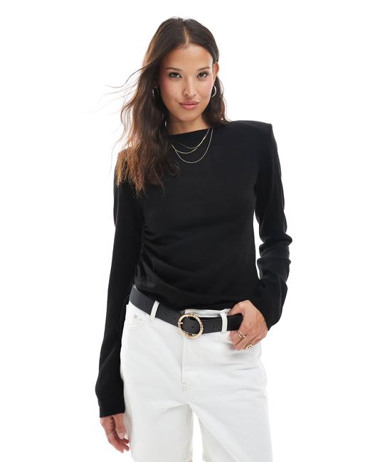 ASOS Black Knitted T-shirt With Shoulder Pads