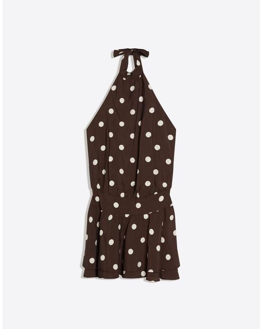 Bershka White Mini Polka Dot Dress