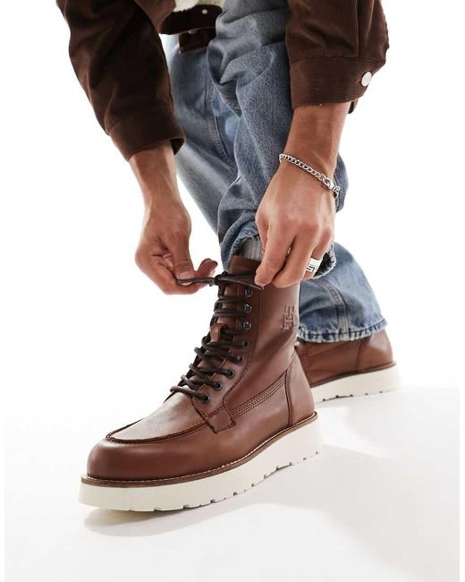 Tommy Hilfiger Black American Warm Leather Boots for men