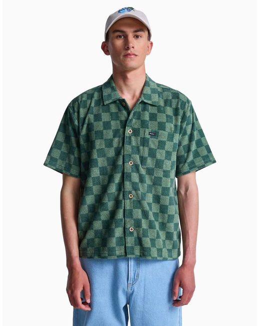 RVCA Green Antonia Figueiredo Checker Sponge Short Sleeve T-Shirt for men