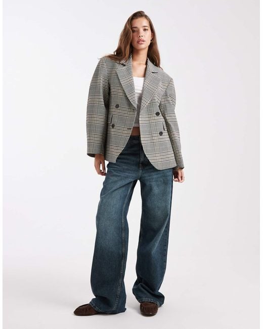 ASOS Gray Tailored Cocoon Sleeve Double Breasted Blazer