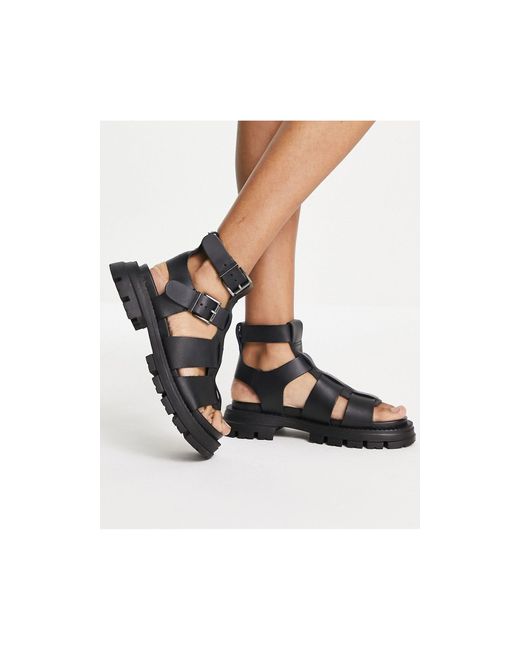 Schuh Trace Leather Chunky Fisherman Sandal in Black | Lyst