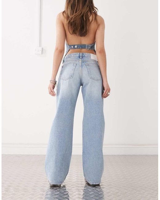 Weekday Blue Imoo Low Waist Wide Leg Jeans