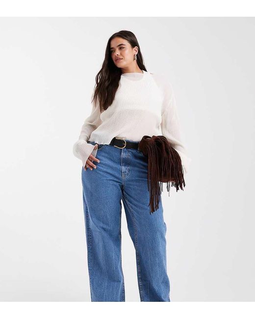 Vaqueros Dad Azul Pulcro De Pernera Ancha De Asos Design Curve ASOS de color Blue