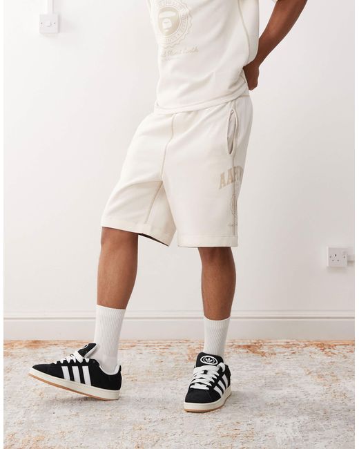 Aape By A Bathing Ape Natural Aape By A Bathing Ape Reversible Logo Sweatshirt Fabric Shorts for men