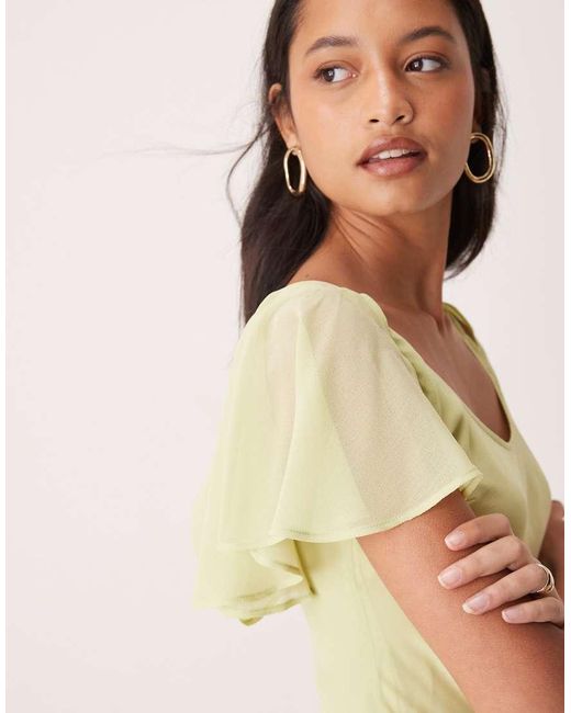ASOS Natural Ruffle Sleeve Scoop Bias Mini Dress