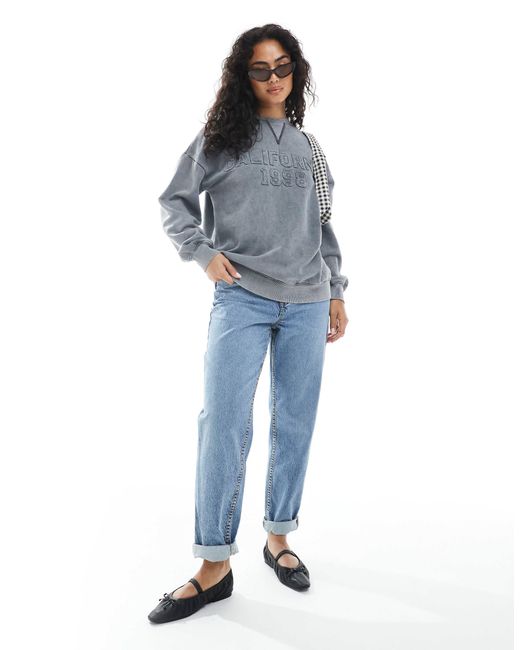 Daisy Street Blue Oversized Graphic Sweatshirt
