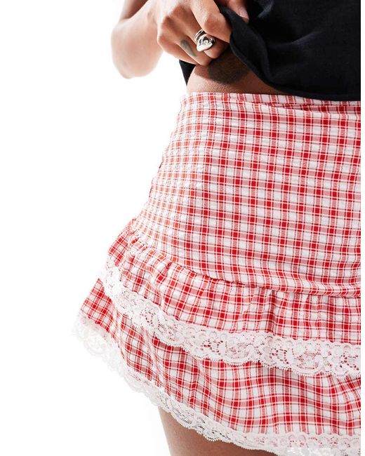 Daisy Street Red Double Layer Mini Rara Skirt