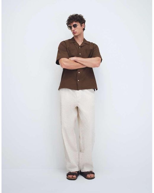 ASOS Natural Textured Loose Straight Leg Pants for men