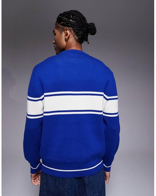 River Island Blue Soft Knit Graphic Jumper for men