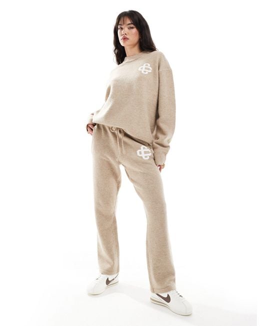 The Couture Club Natural Fluffy Emblem Knitted Trouser