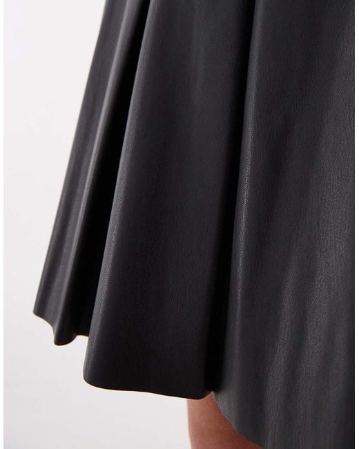 New Look Black Faux Leather Pleated Mini Skirt