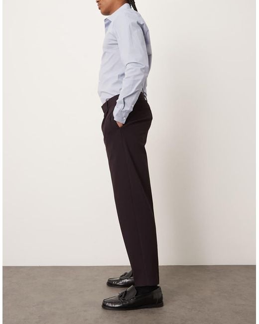 ASOS Black Smart Pleated Relaxed Tapered Trousers for men