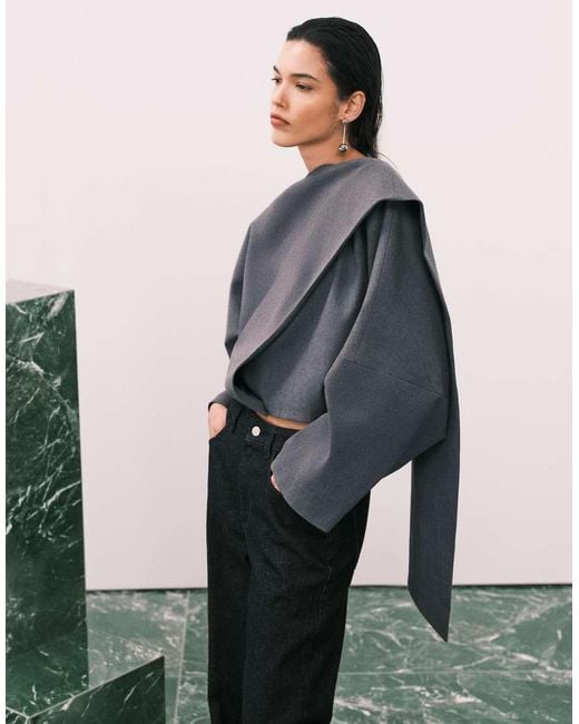 ASOS Blue Wrap Scarf Batwing Jacket