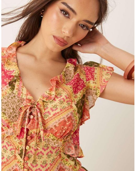 Nobody's Child Orange Marigold Ruffle Detail Top Co-ord