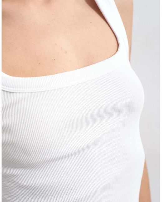 TOPSHOP White Rib Scoop Neck Singlet