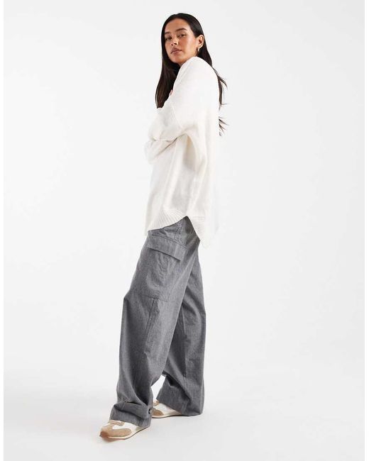 Vero Moda White Oversized Funnel Neck Jumper
