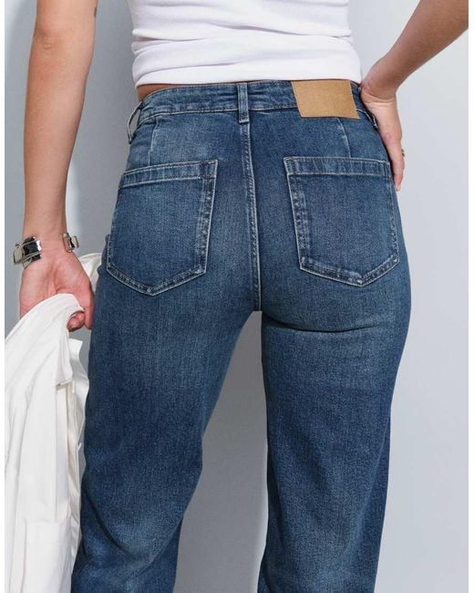 Gina Tricot Blue High Waist Front Pocket Flare Jeans