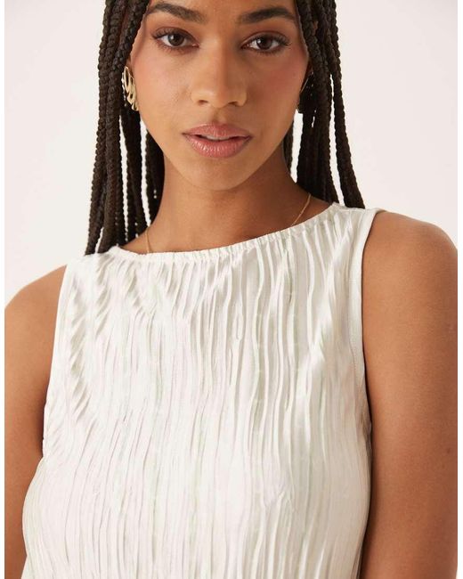Vila Natural Plisse Slash Neck Sleeveless Top Co-ord